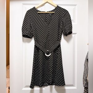 Topshop Black Polka Dot Puff Sleeve Mini Dress